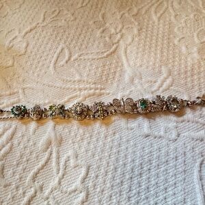 Chic Silver and Green Women's Bracelet